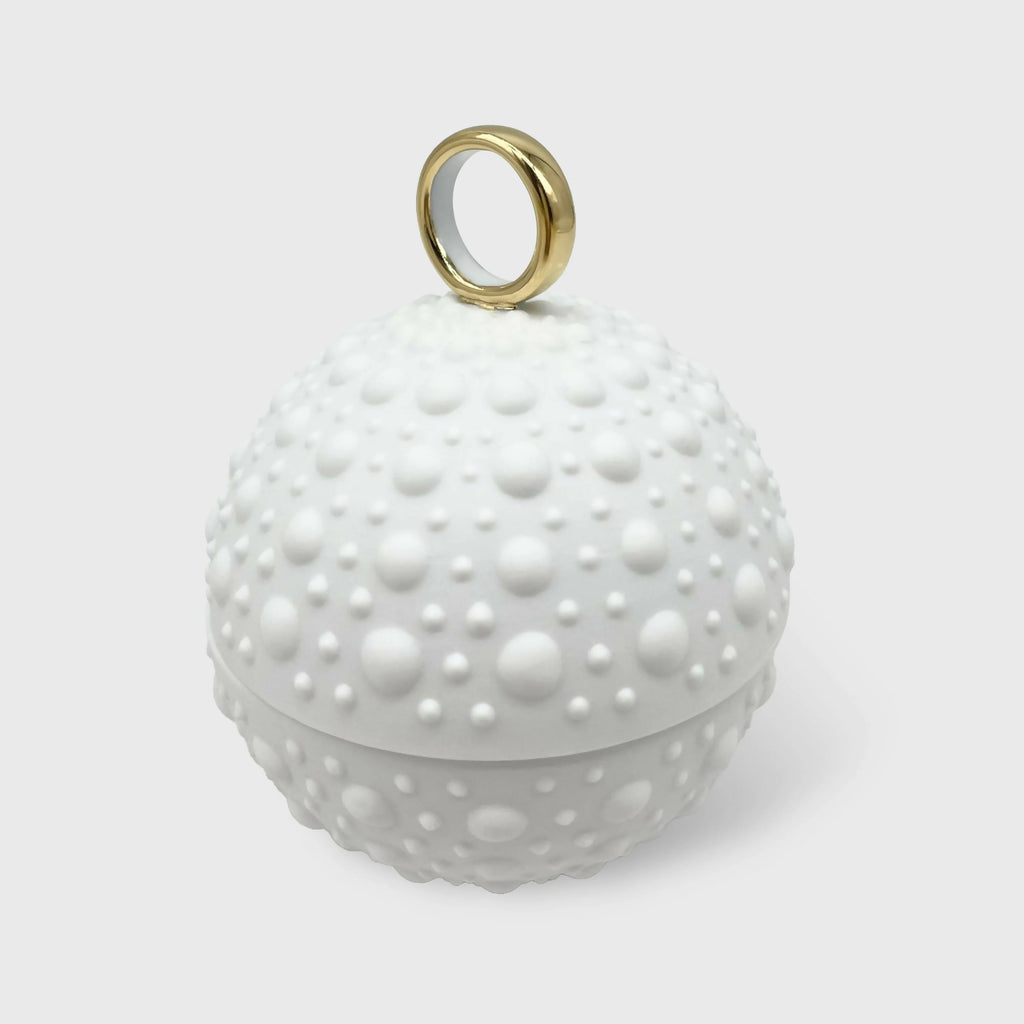 Bonbonnière Boule picots avec anneau en or (petit modèle) - Porcelaine de Limoges