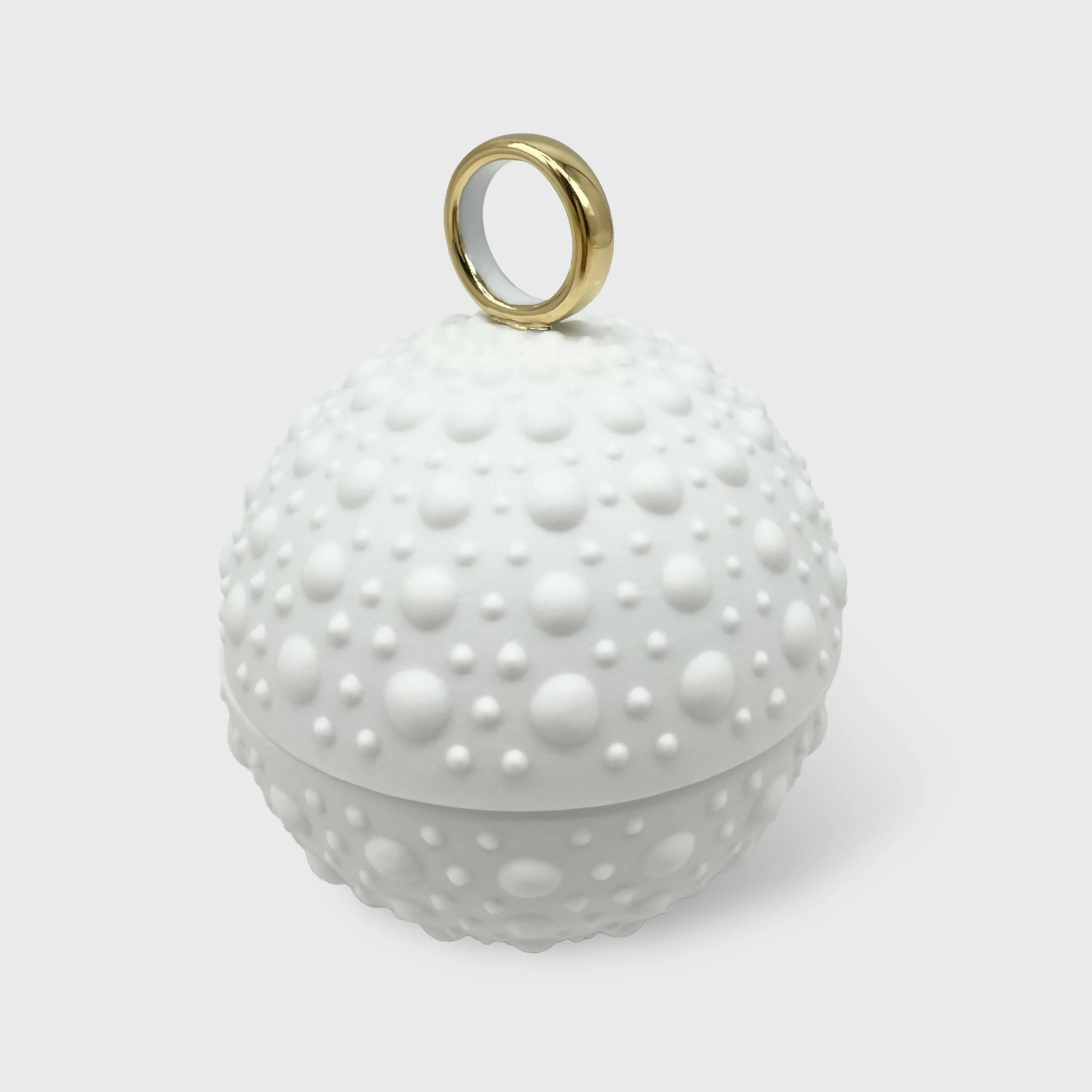 Bonbonnière Boule picots avec anneau en or (petit modèle) - Porcelaine de Limoges