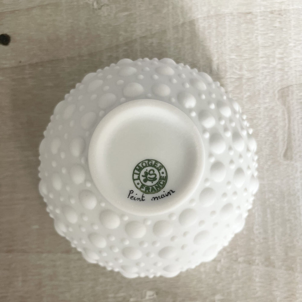 Bonbonnière Boule picots avec anneau en or (petit modèle) - Porcelaine de Limoges